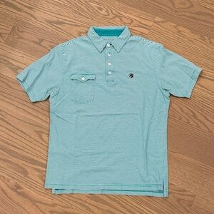 Southern Proper Green Striped Polo Shirt